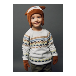 Bisiklet Yaka Uzun Kollu Desenli Erkek Bebek Triko Kazak