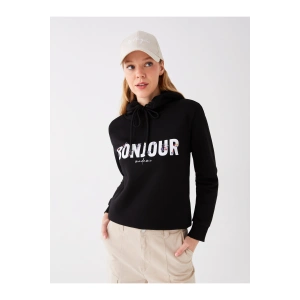 Baskılı Uzun Kollu Kadın Hoodie