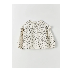 Bisiklet Yaka Uzun Kollu Baskılı Kız Bebek Gömlek