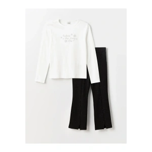 LCW Kids Bisiklet Yaka Uzun Kollu Kız Çocuk Tişört ve Tayt