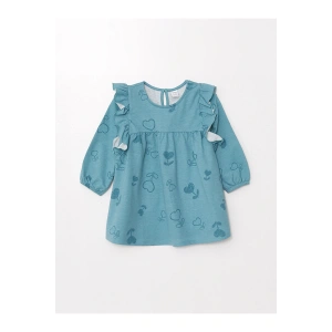 LCW Bisiklet Yaka Uzun Kollu Baskılı Kız Bebek Elbise