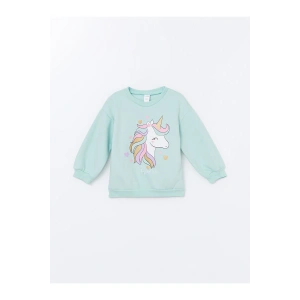 Lw - Bisiklet Yaka Baskılı Kız Bebek Sweatshirt