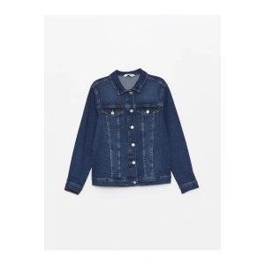 Gömlek Yaka Düz Uzun Kollu Kadın Jean Ceket