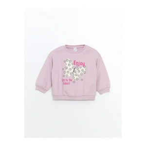 LCW Kids Bisiklet Yaka Kalın Baskılı Kız Çocuk Sweatshirt