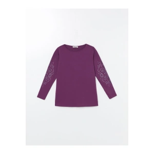 Bisiklet Yaka Desenli Uzun Kollu Kadın Bluz