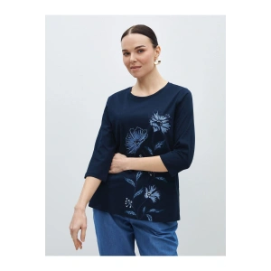 Bisiklet Yaka Çiçekli Kadın Bluz