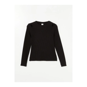 LCW Kids Bisiklet Yaka Basic Uzun Kollu Kız Çocuk Tişört (W4)