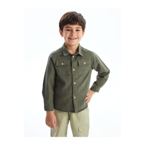 Haki Uzun Kollu Basic Erkek Çocuk Gömlek