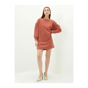 Bisiklet Yaka Düz Uzun Kollu Kadın Elbise