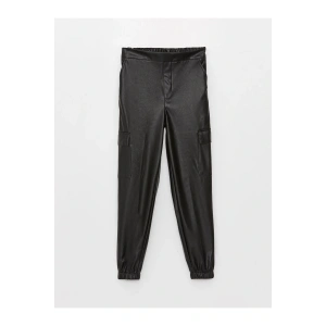 Beli Lastikli Deri Görünümlü Kız Çocuk Jogger Pantolon