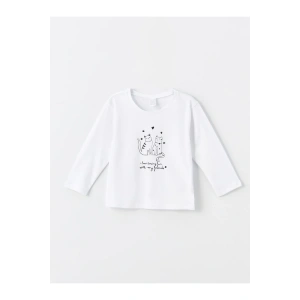 Bisiklet Yaka Uzun Kollu Baskılı Kız Bebek Tişört