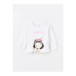 Bisiklet Yaka Uzun Kollu Baskılı Kız Bebek Tişört