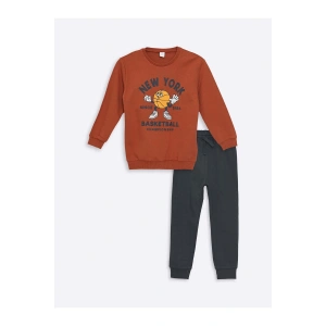 LCW Kids Bisiklet Yaka Erkek Bebek Sweatshirt ve Eşofman Alt 2li