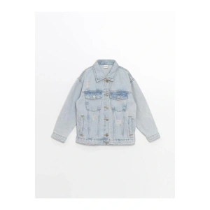 Asit Yıkamalı Basic Uzun Kollu Kız Çocuk Jean Ceket