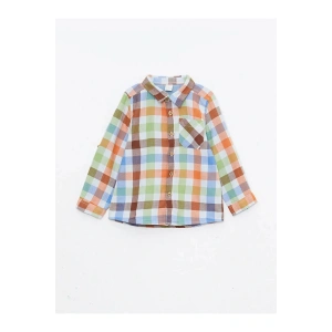 LCW baby Yeşil Uzun Kollu Ekose Desenli Pamuklu Erkek Bebek Gömlek