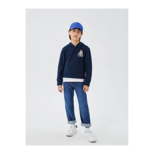 Nostaljik Maymun Baskılı Uzun Kollu Erkek Çocuk Hoodie