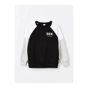 LCW Kids Siyah Bisiklet Yaka Baskılı Erkek Çocuk Tişört