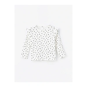 LCW Bisiklet Yaka Uzun Kollu Baskılı Kız Bebek Tişört