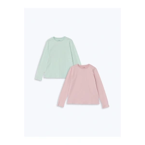 Bisiklet Yaka Kiz Cocuk Tisort 2li - W4BD09Z4