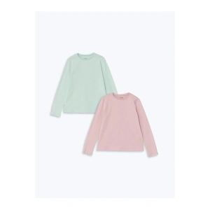 LCW Kids Açık Yeşil Bisiklet Yaka Kız Çocuk Tişört 2li