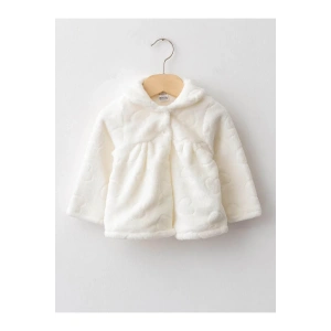 LCW baby Ekru Gömlek Yaka Uzun Kollu Pelüş Kız Bebek Mont