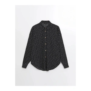 LCW Vision Siyah Desenli Uzun Kollu Oversize Kadın Gömlek