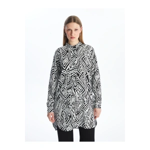 Hakim Yaka Desenli Kadın Gömlek Tunik