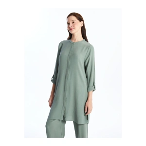 Hakim Yaka Düz Uzun Kollu Kadın Elbise