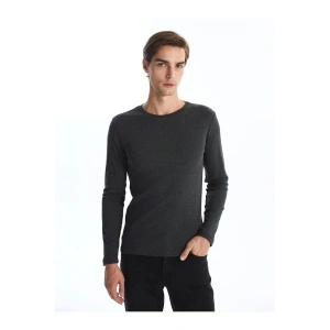 Antrasit Bisiklet Yaka Uzun Kollu Erkek Tişört