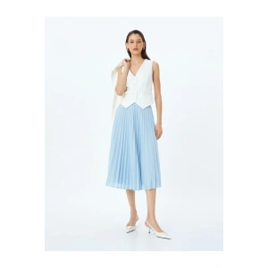 Astarlı Standart Bel Midi Boy Pileli Etek