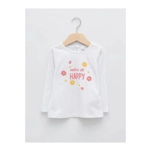 Baby Bisiklet Yaka Uzun Kol Baskılı Kız Bebek Tişört