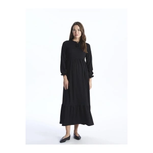 Bağlamalı Yaka Düz Uzun Kollu Hamile Elbise (S4)