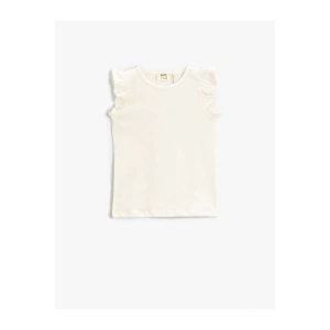 Basic Kolları Fırfırlı Tişört Pamuklu