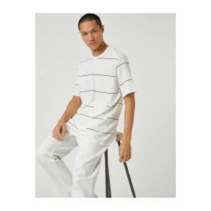 Basic Tişört Bisiklet Yaka Çizgili