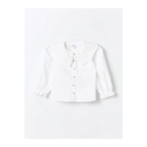 Bebe Yaka Fırfırlı Uzun Kollu Kız Bebek Gömlek