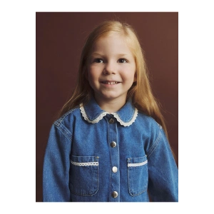 Bebe Yaka Kız Çocuk Jean Ceket