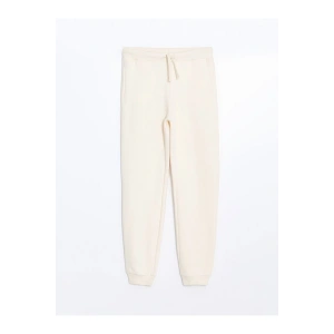 Bej Beli Lastikli Kız Çocuk Kalın Jogger Eşofman Altı