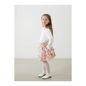 Beli Lastikli Çiçekli Kız Çocuk Etek (S5)