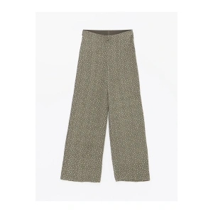 Beli Lastikli Desenli Geniş Paça Kadın Pantolon