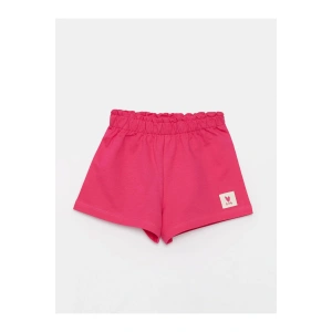 Beli Lastikli Etiket Baskılı Kız Bebek Şort