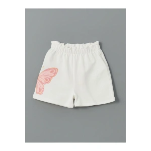 Beli Lastikli Kelebek Baskılı Kız Çocuk Şort