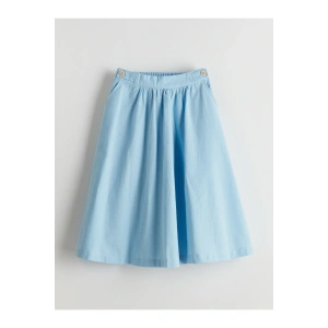 Beli Lastikli Keten Karışımlı Genç Kız Etek
