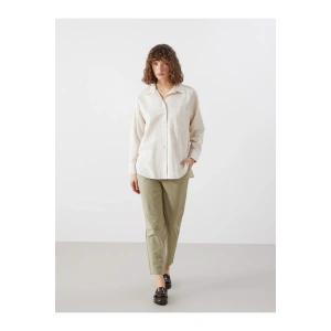 Beli Lastikli Keten Karışımlı Kadın Pantolon