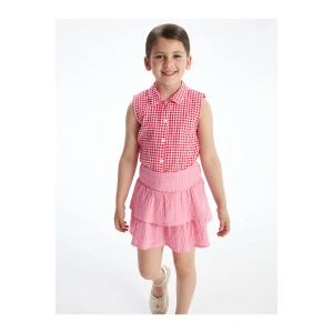 Beli Lastikli Pileli Kız Çocuk Etek