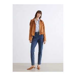 Beli Lastikli Slim Mom Kadın Jean Pantolon