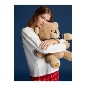 Bisiklet Yaka Baskılı Kadın Pijama Takım