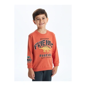 Bisiklet Yaka Baskılı Kalın Erkek Bebek Sweatshirt