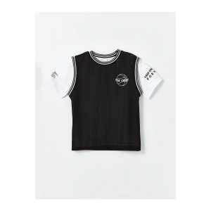 Bisiklet Yaka Baskılı Kısa Kollu Erkek Çocuk Tişört