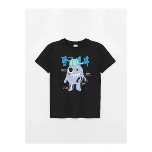 Bisiklet Yaka Baskılı Kısa Kollu Erkek Çocuk Tişört