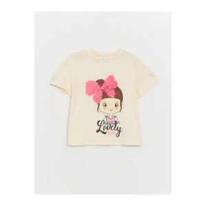 Bisiklet Yaka Baskılı Kısa Kollu Kız Bebek Tişört